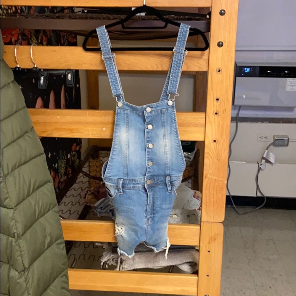 denim overalls shorts size L/12